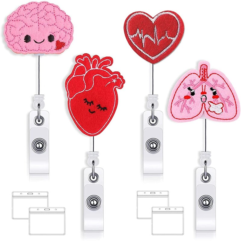4 Pieces Nurse Badge Holder Reel Retractable Badge..