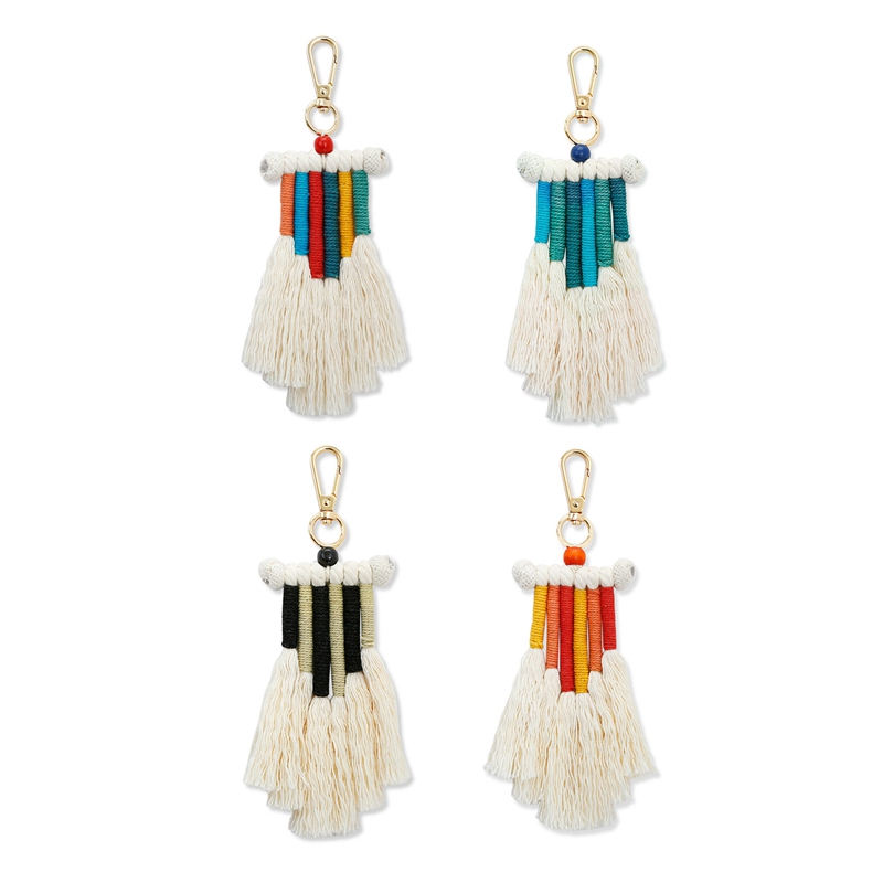 Boho Rainbow Keychain, Macrame Rainbow Keyrings Ke..
