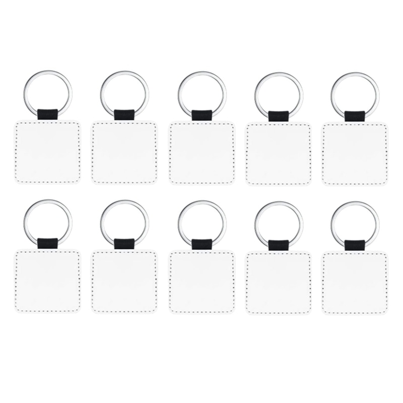 10Pcs Leather Keychains Blank MDF Keychains Sublim..
