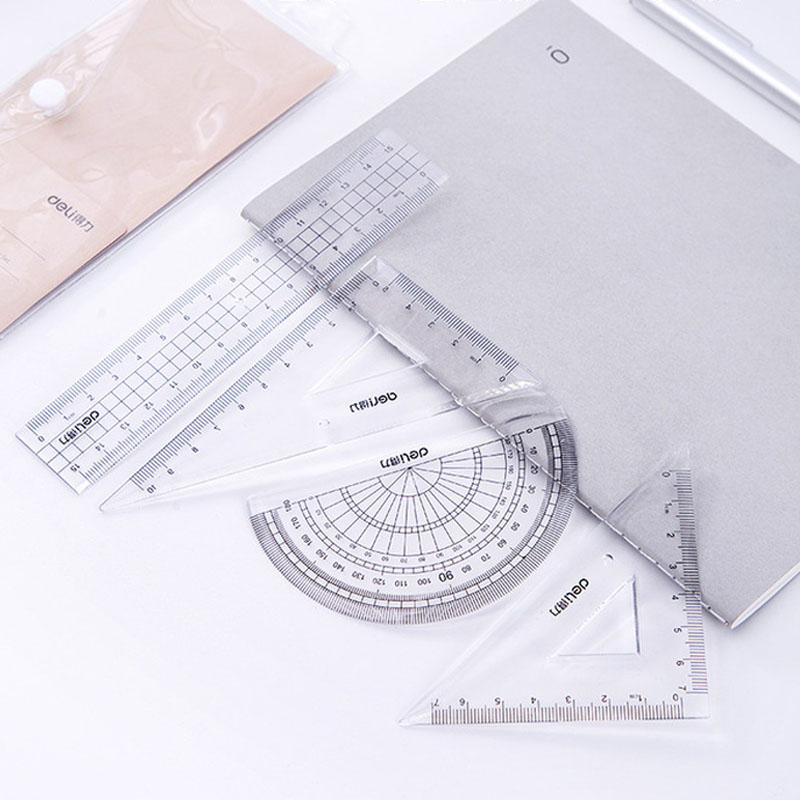 4Pcs/Set Ruler Set Drawing Measurement Geometry Tr..