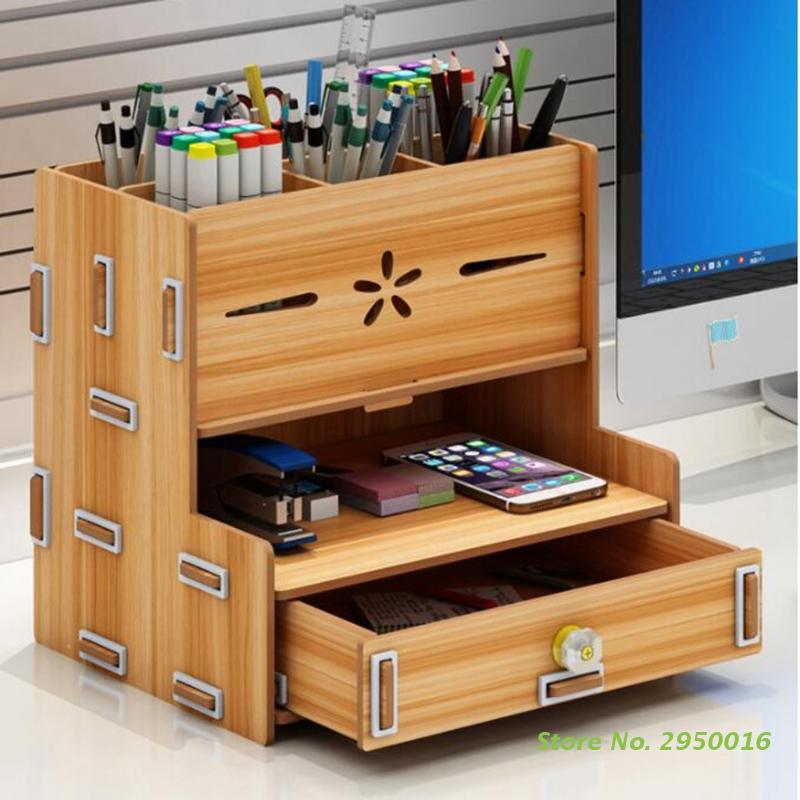 Wooden Desktop Stationery Holder Pen Holder 3 Laye..