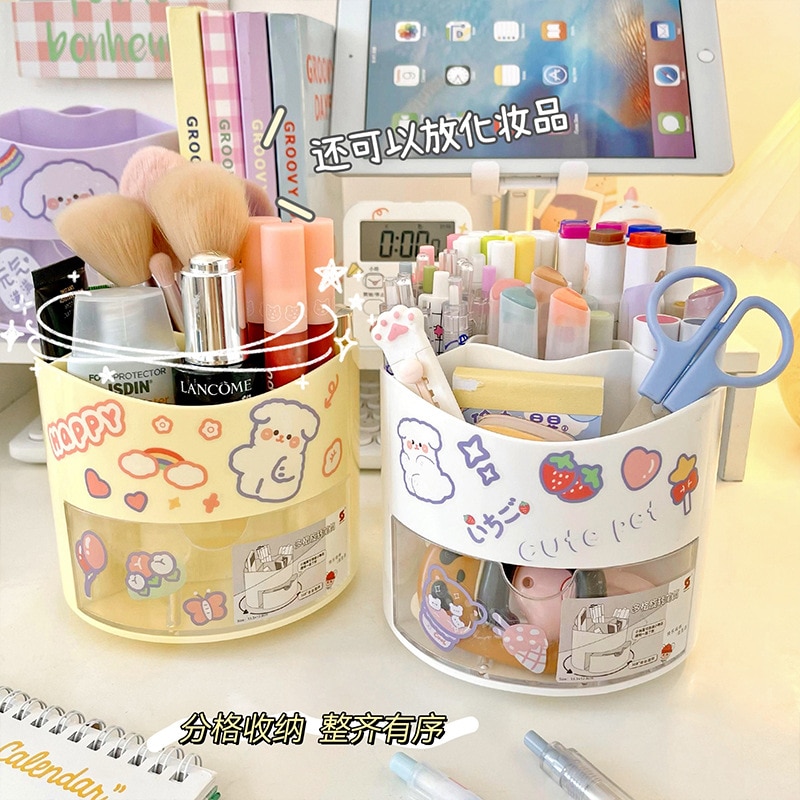 Candy Color Desktop Stationery Holder Rotatable La..