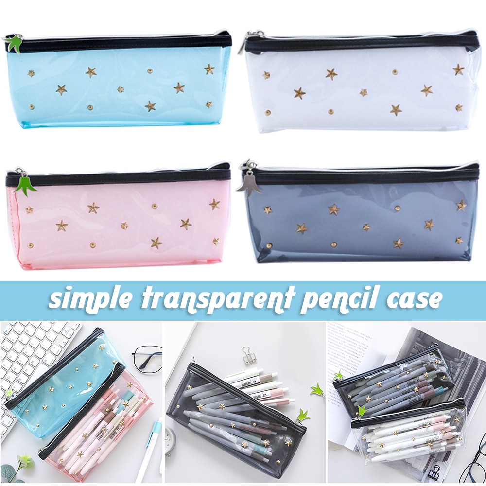 Simple Transparent Pencil Case Portable Large Capa..