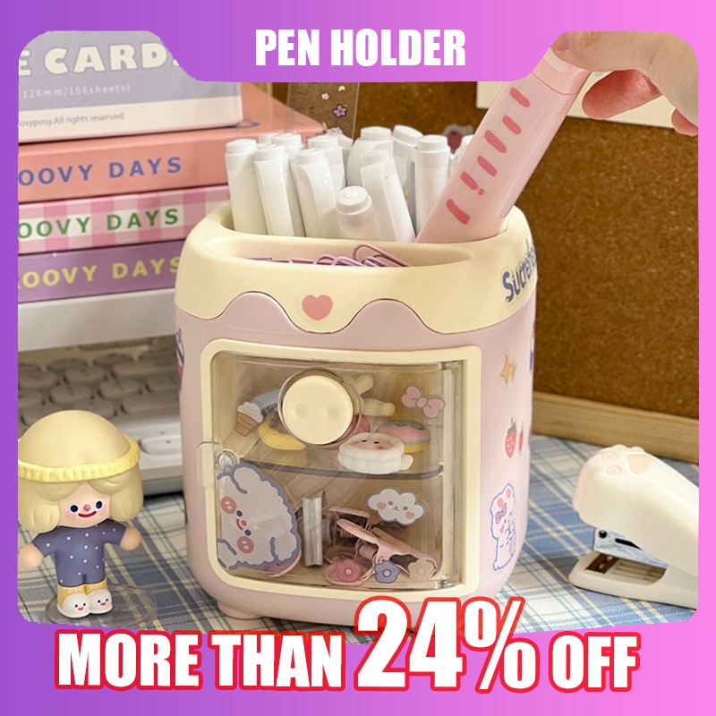 Piggy Cartoon Multi Grid Pen Holder Cosmetic Stora..