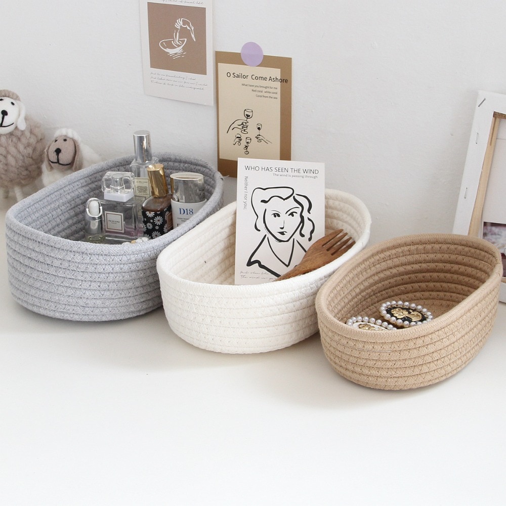 Woven Nordic Cotton Rope Storage Baskets Organize ..