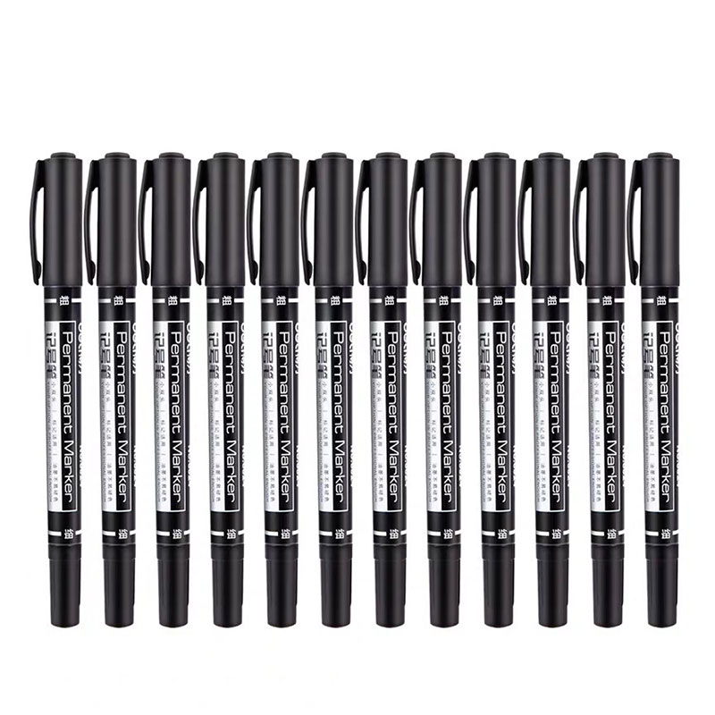 12Pcs Oily Marker Pen Thick And Thin Double-headed..