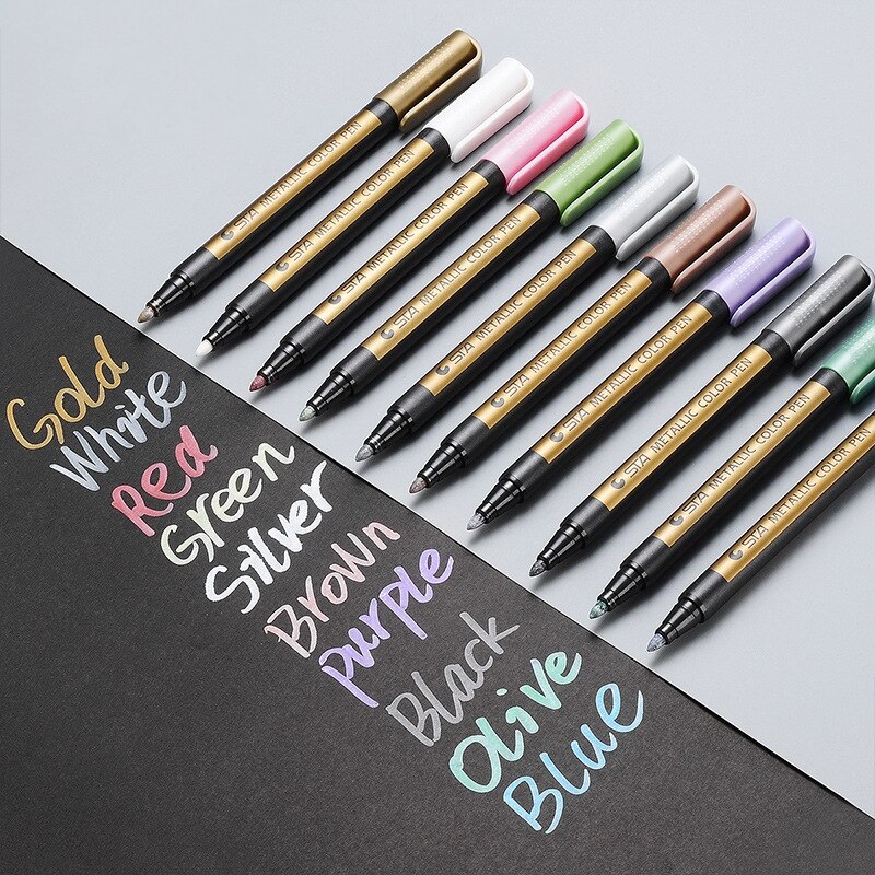 100Pcs 10 Colors Metallic Marker Permanent Paint Pe..