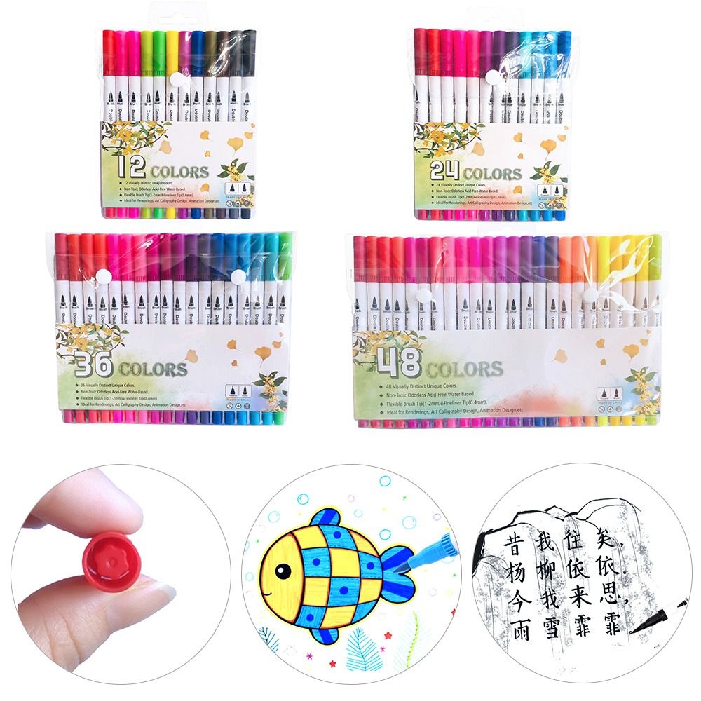 12/24/36/48 Colors Markers Double Ends Manga Art Bru..