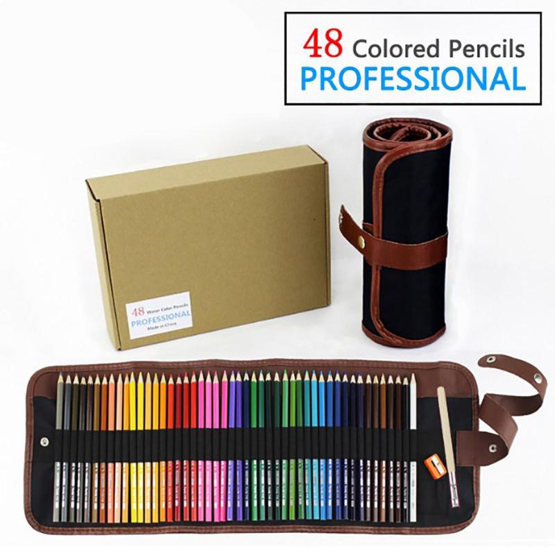 48 Colour Watercolour Pencil Set Professional Artis..