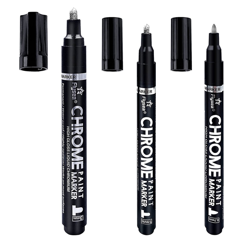 3Pcs Silver Liquid Mirror Chrome Markers, Permanen..