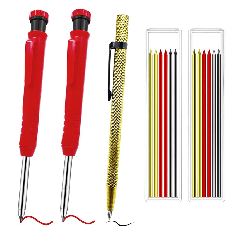 Deep Hole Carpenter Pencils Set 2Pcs Mechanical So..