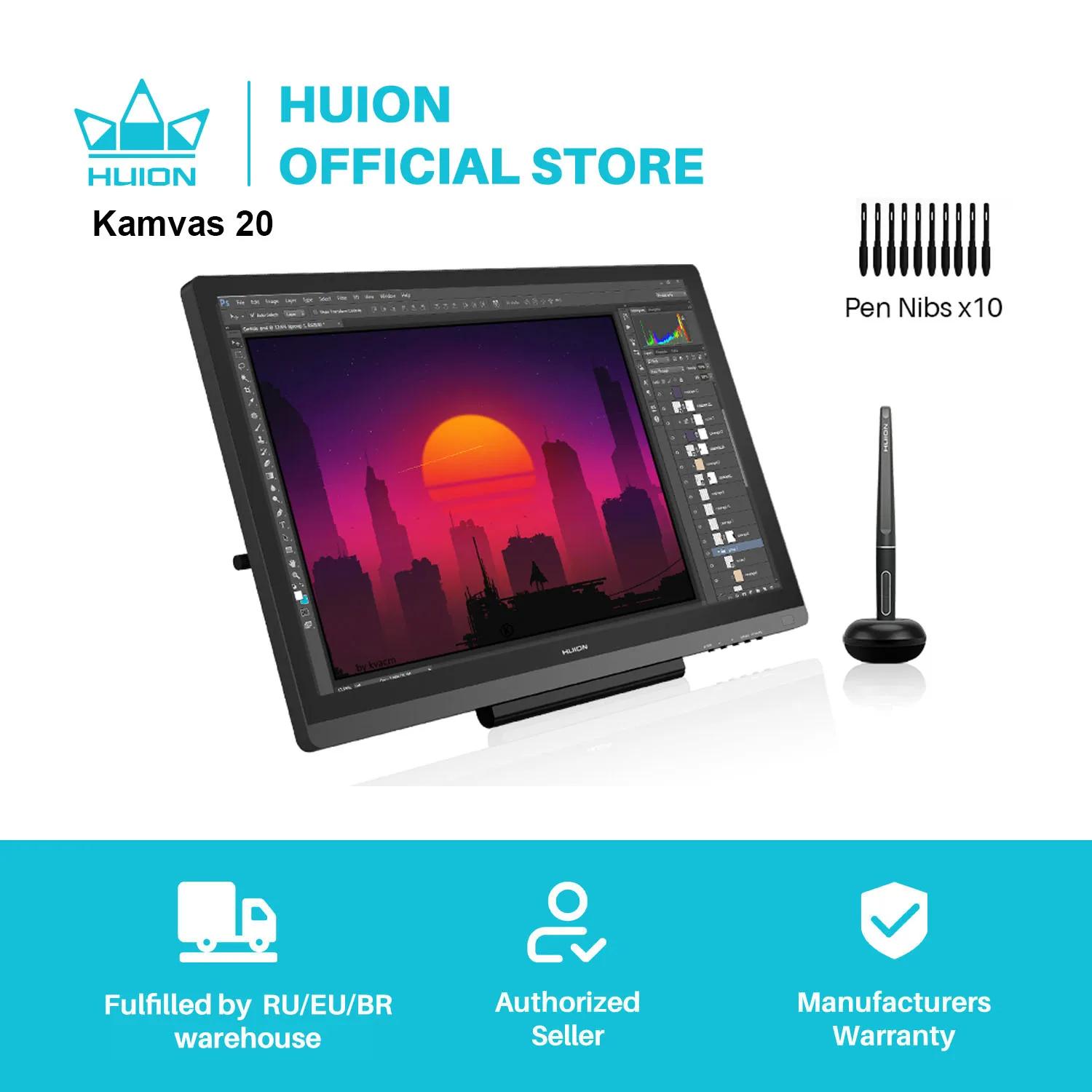 HUION-Kamvas 20 ׷ º  19.5 ġ, ͸..